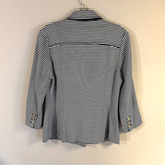 CAbi Navy/White Striped 3/4-Sleeve Double Breasted Blazer Jacket Size Medium - Picture 8 of 13
